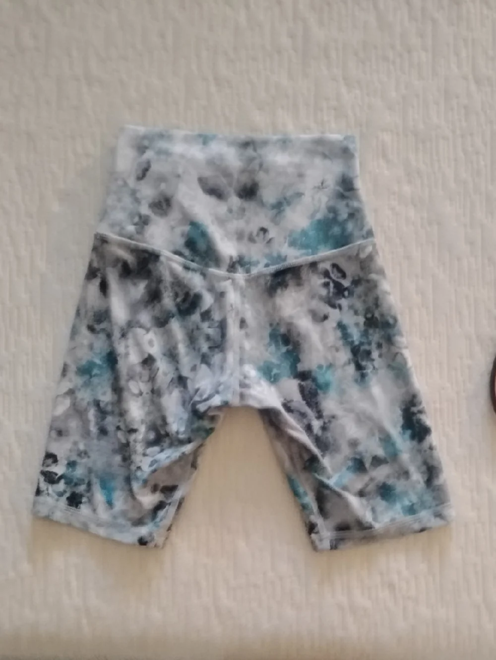 lululemon athletica Gray, White & Teal Tie-Dye Bike Shorts